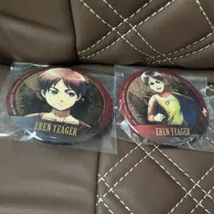 進撃の巨人　一番くじ　エレン　2個セット メタリック缶バッジA