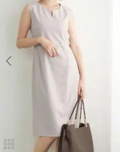 【美品】ロペピクニック 麻調ノースリーブワンピース 38のサムネイル