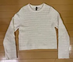 H&M DIVIDED ホワイト クルーネック ニット セーター