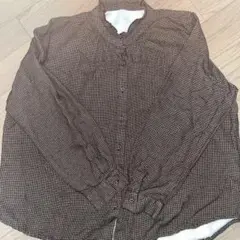 チェック柄フリル襟長袖シャツ 裏起毛