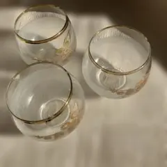 ガラス製金縁ボウル型グラス 3個セット昭和レトロ
