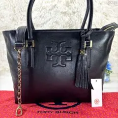 【極美品】トリーバーチ 2way トートバッグ レザー チェーンショルダー 黒
