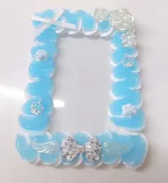 B8 トレカケース ホイップデコ 水色 白 ハンドメイド