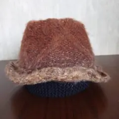 CA4LAウール ニットハット帽茶色系　Ｌ