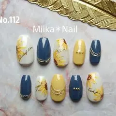 No.112 手書きひまわりネイル♡﻿サイズオーダーはコメント下さい
