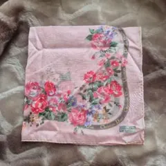 Christian Dior 花柄ハンカチ ピンク46cm×46cm