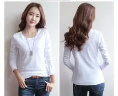 長袖Tシャツ ホワイト　ブラック　Lサイス・ラウンドネック 2枚組