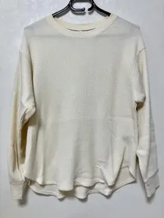 UNIQLO クリーム色 ワッフル生地 長袖Tシャツ M