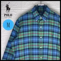 【24時間以内　匿名発送】ラルフローレン　BDチェック長袖シャツ　緑/紺/青　M