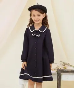 CHOPIN ショパン　襟付き フォーマル ワンピース　130 ネイビー 長袖