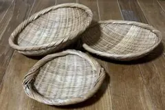 籐製ブラウンバスケット3個セット おしぼり入れ 小物入れ - メルカリ