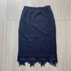 Free’s mart 花柄 刺繍レーススカート ネイビー