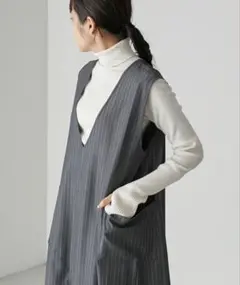 forksy.ストライプVネックロングワンピース