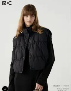 UNIQLO C ブラック S ダウンクロップドベスト
