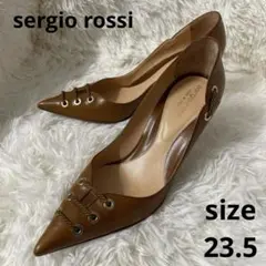 セルジオロッシ レザーパンプス ブラウン ポインテッドトゥ イタリア製