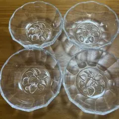 昭和レトロ　ガラス　かき氷カップ　サラダボウル　4枚セット