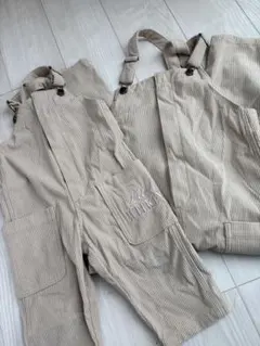 コーデュロイ ベージュオーバーオール