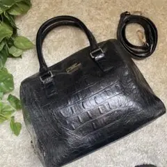 ケイトスペード　ハンドバッグ　ショルダーバッグ　クロコ型押し　ブラック