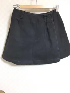 キュロットスカート　黒　デニム地