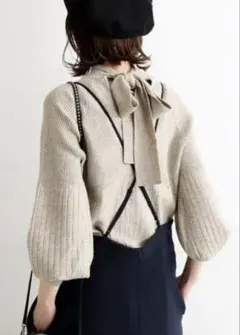 TORRAZZO DONNA 2wayボイタイリブニット　ベージュニット