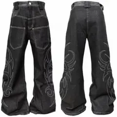 DETW Ribbon graphic Baggy Wide-leg Jeans - メルカリ