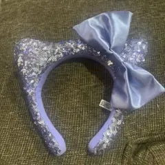 ディズニー 猫耳カチューシャ 紫 スパンコール