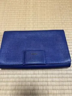 FURLA 青 レザー クラッチバッグ