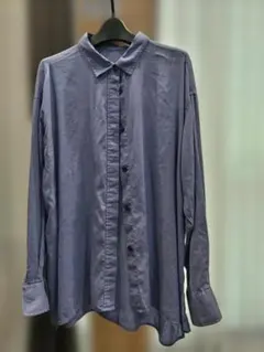 PLST プラステ リネンブレンドシャツ 麻混 長袖 パープルブルー Mのサムネイル