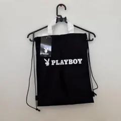 新品 PLAYBOY ナップサック リュック ブラックのサムネイル