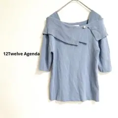 美品　12Twelve Agenda パール付オフショルニット ブルー系のサムネイル