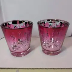 ピンク花柄グラスセット（2個）
