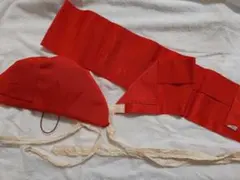 七五三 子供用 結び帯 作り帯 赤色 紋様入り