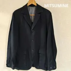 ミツミネ 麻 3Bジャケット リネン Ｌ カバーオール 墨黒 シンプル ミニマル