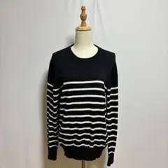 BACK NUMBER カシミアコットンブレンドボーダーニットセーター（M）のサムネイル