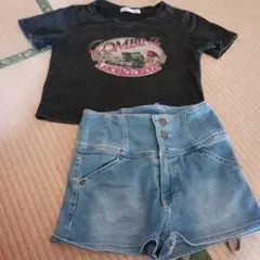 ちびTシャツ.ジーパン素材の短パン
