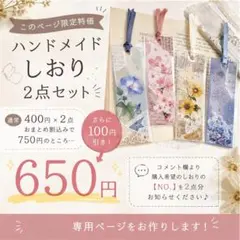 【ページ限定特価】選べるハンドメイドしおり 2点650円♪