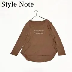 【スタイルノート】ボートネックカットソー（Ｌ）英字ロゴ 7分袖 綿 ハイローヘム