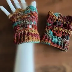 カラフルニット　リストウォーマー　 オリジナル　段染め