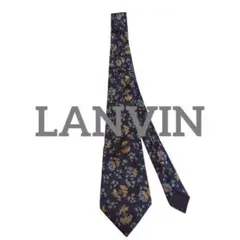 【綺麗な花柄】PARIS LANVIN ネイビー シルク ヴィンテージ 美品