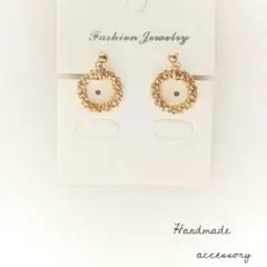 ゴールド　デザインリング　つぶつぶ　大人可愛い　イヤリング　ピアス　ハンドメイド