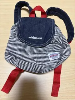 【美品】miki HOUSE ストライプ ミニリュック