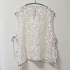 ​美品 grove リーフ刺繍 スパンコールベスト ビスチェ シアー Lサイズのサムネイル