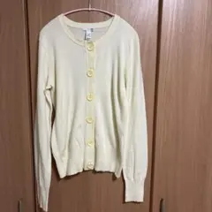 H&M クルーネック カーディガン イエロー 長袖