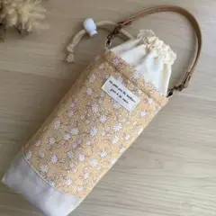 保温　保冷　ペットボトルカバー　ホルダー　水筒ケース　フラワー　ベージュ