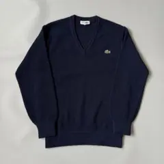 LACOSTE ラコステ CHEMISE Vネックウールニットセーター ネイビー