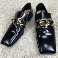 『未使用級』FABIO RUSCONI チェーンローファー スクエアトゥ 23