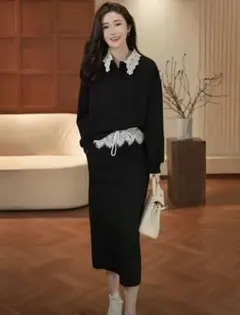 レースカラー セットアップ レディース