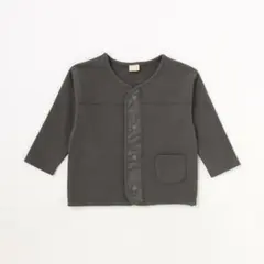 PETIT MAIN カットソーボタン付きカーディガン　チャコール　110cm