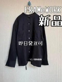 RING JACKET リングジャケット ワイドカラー リネン シャツ ブラック 