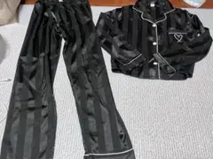 ストライプ柄 パジャマ 上下セット ブラック